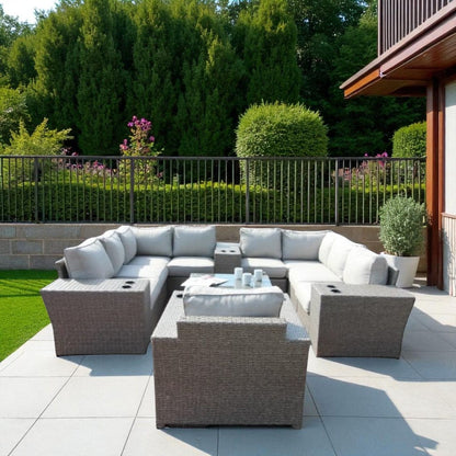 Grey Mix Wicker Outdoor Patio Set with Cushions for Poolside Living