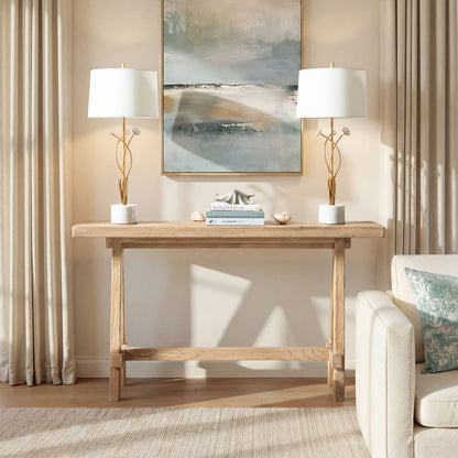 60" Natural Reclaimed Elm Console Table - Rustic Farmhouse Style