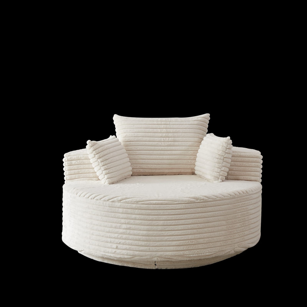 55"L Corduroy Foam Single Swivel Chair - Beige