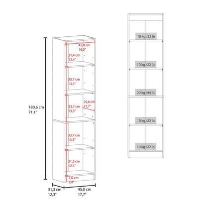 Tall Black Bookcase with 5 Shelves - Storage & Organization