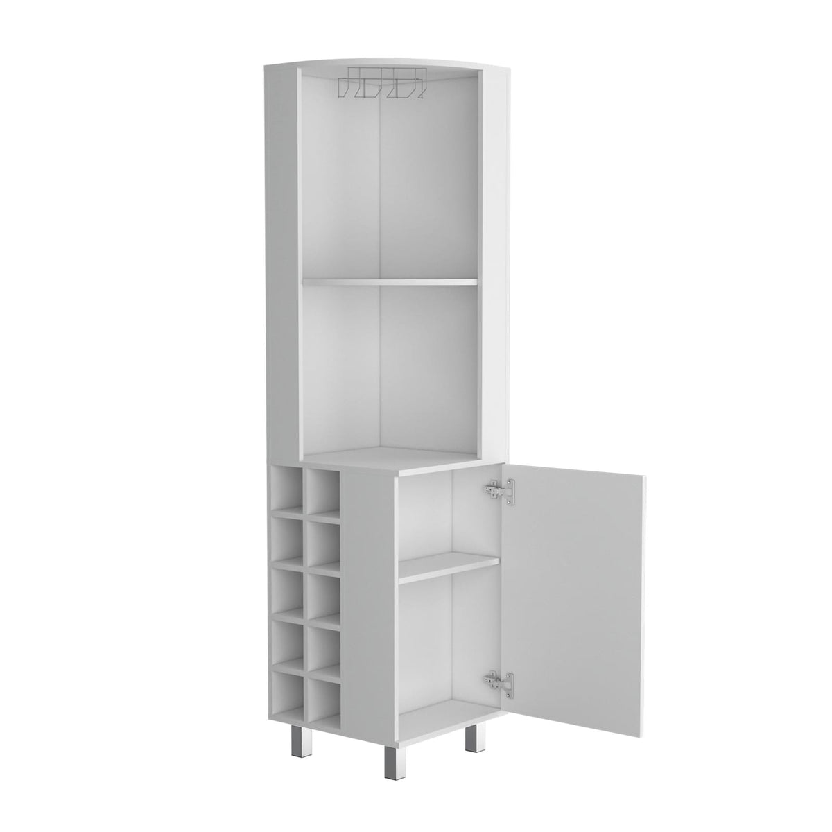 Corner Bar Cabinet with Wine Rack - White Storage for Living Room