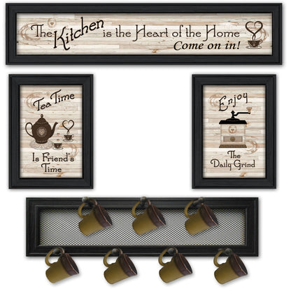 Black Frame Kitchen Mug Rack Wall Decor