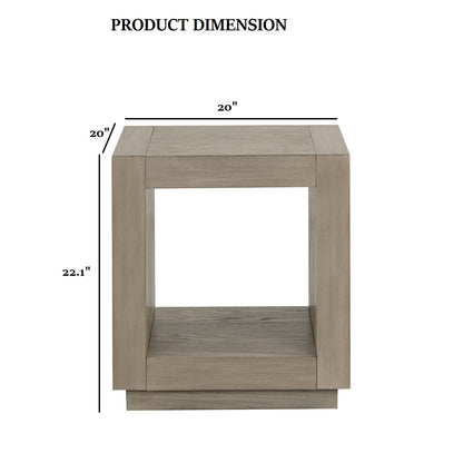Natural Engineered Wood End Table - 20" Square for Living Room