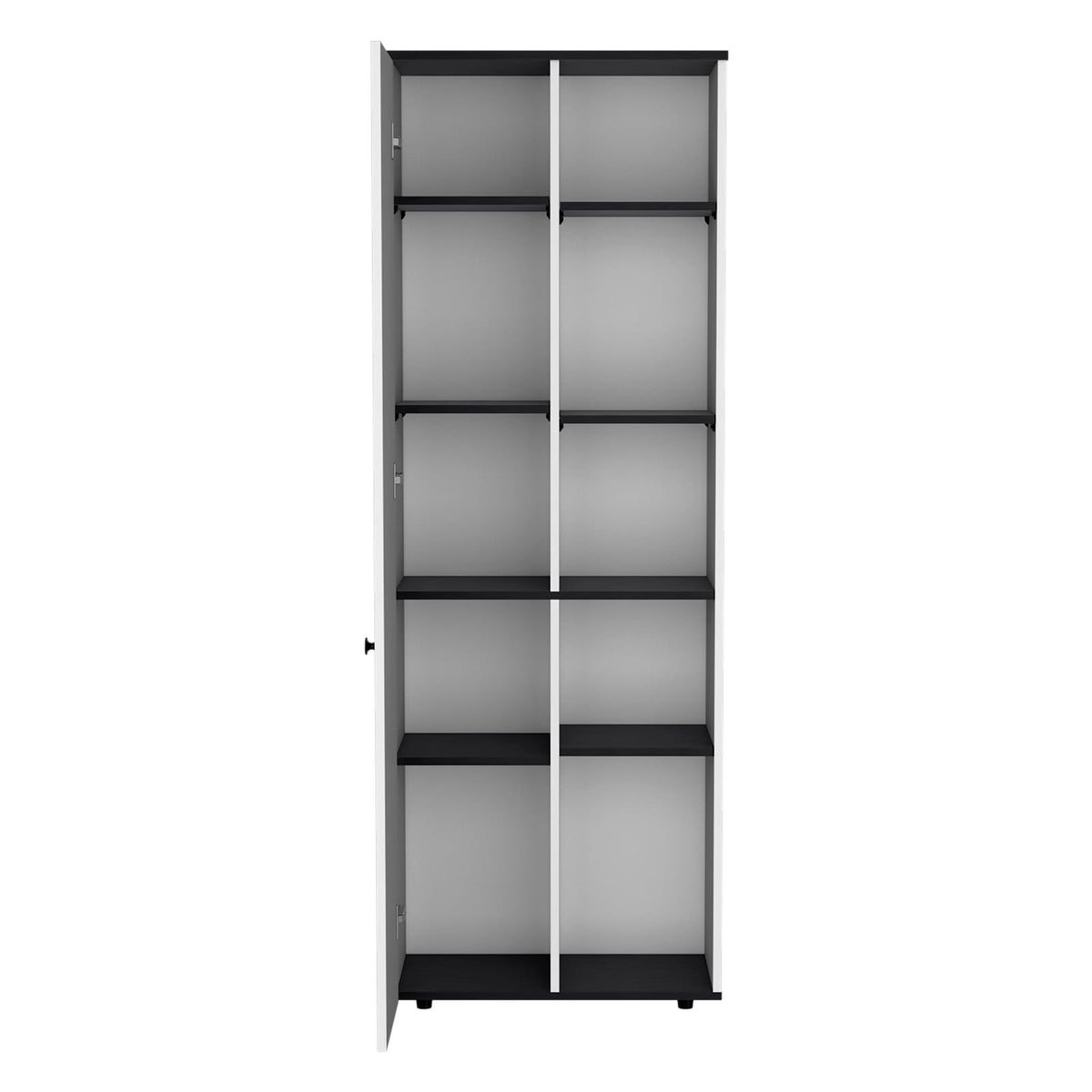 Compact Kitchen Storage Cabinet with White and Black Finish for Dining Room