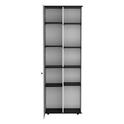 Compact Kitchen Storage Cabinet with White and Black Finish for Dining Room