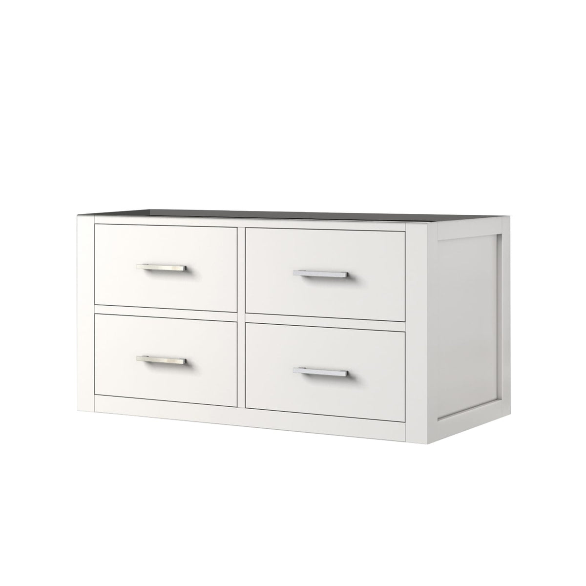White Midcentury Wall Hung Bathroom Vanity - 36"