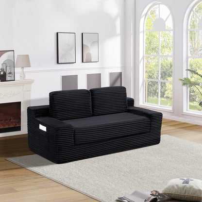 Black Foam Sofa Bed - 2-in-1 Convertible Sofa for Living Room