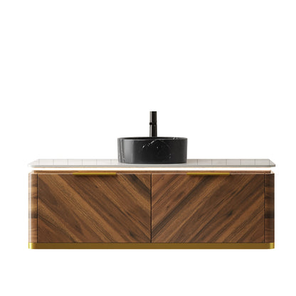 48 Inch Black Bathroom Vanity with Stone Sink