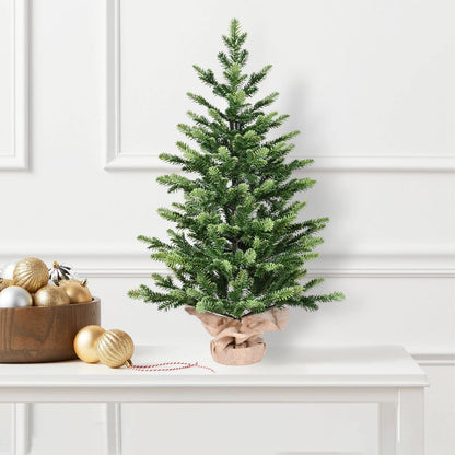 Mini Green PE Tabletop Christmas Tree for Small Dorm or Entryway Decor