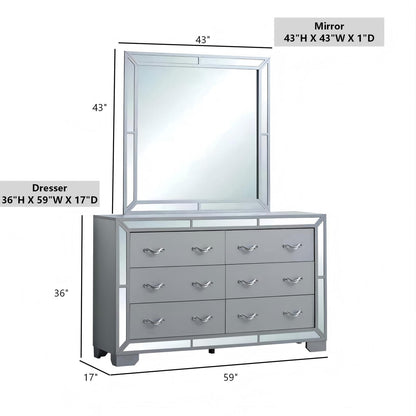 Silver Wood Vanity Mirror 43" x 1" for Bathrooms