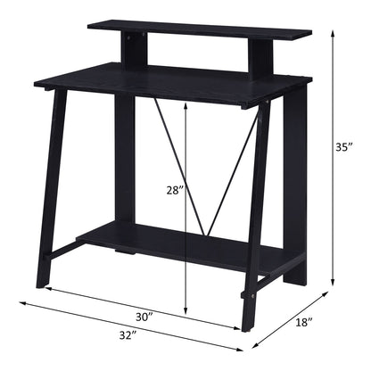 Nypho Black Finish Writing Desk - Home Office Storage