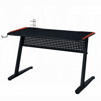 Black Red Gaming Table with LED Light and USB Charging Port