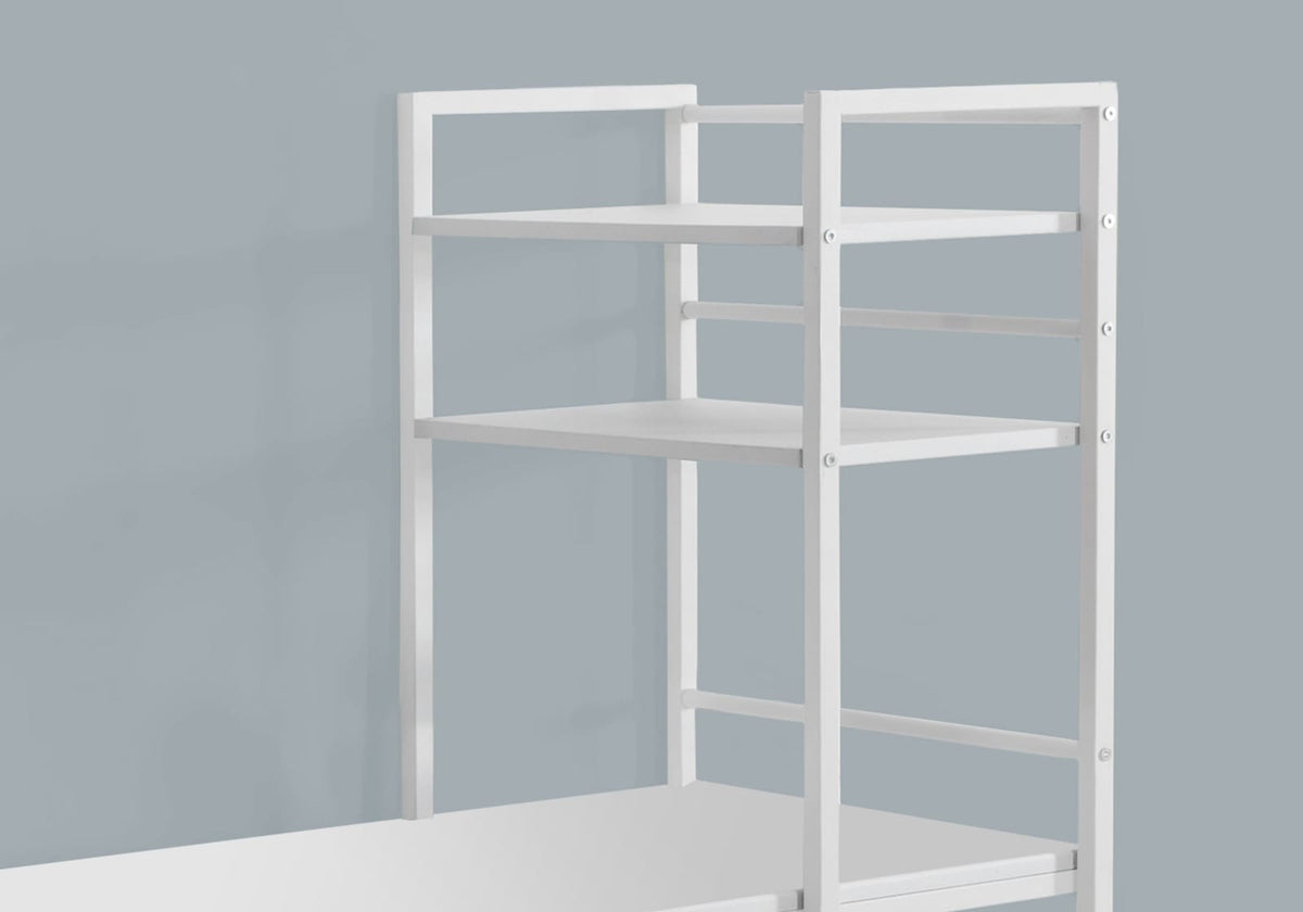 48" White Computer Desk with Storage Shelves for Home Office