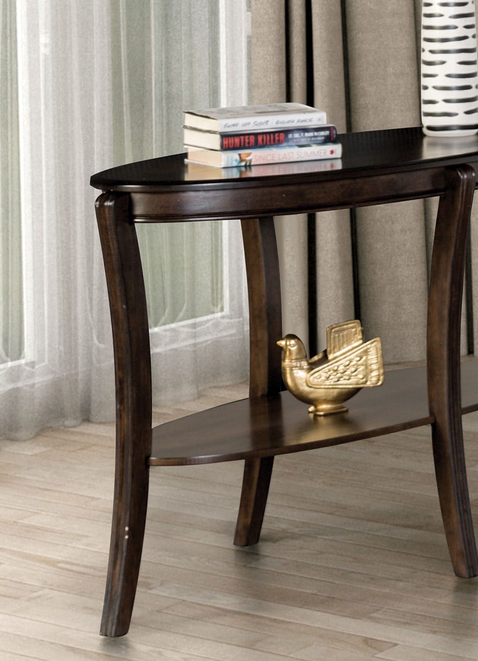 Walnut Oval Sofa Table - Traditional Style for Living Room