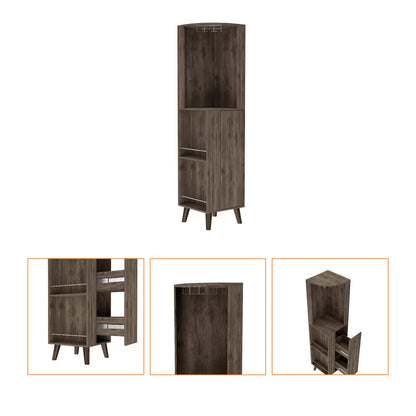 Dark Brown 1-Drawer 2-Shelf Corner Bar Cabinet - Storage & Display