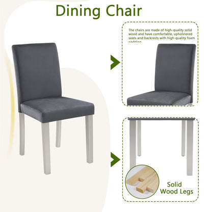 Silver Grey Square Dining Table Set - 4 Chairs