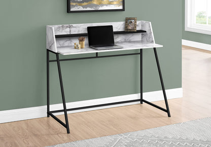 White Computer Desk with Storage Shelves - Home Office Workstation