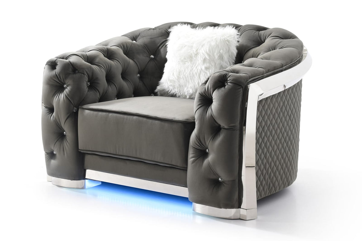 Sophisticated Gray Accent Chair - Velvet Comfort