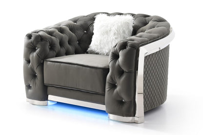 Sophisticated Gray Accent Chair - Velvet Comfort