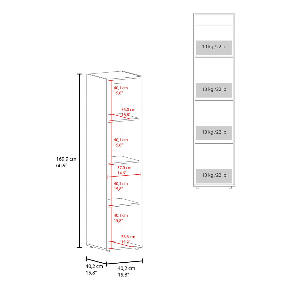 Dark Walnut Tall Cabinet with Mirror - 3 Shelves for Living Room
