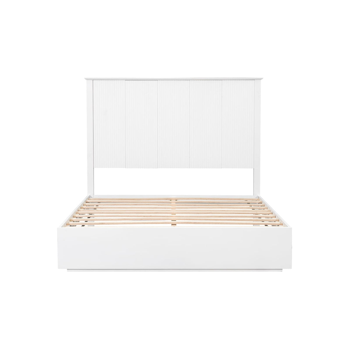 White Solid Wood Queen Bed Frame - Comfortable & Durable for Bedroom
