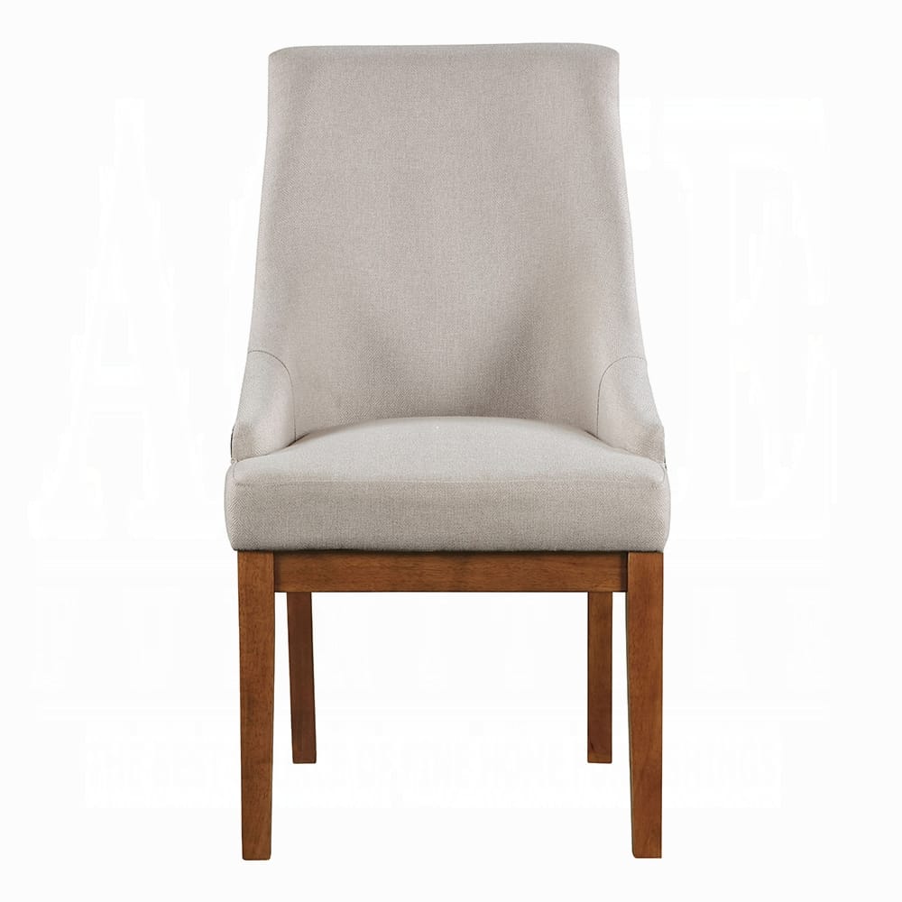Traditional Brown Wood Dining Chairs Set of 2 Sloped Arms