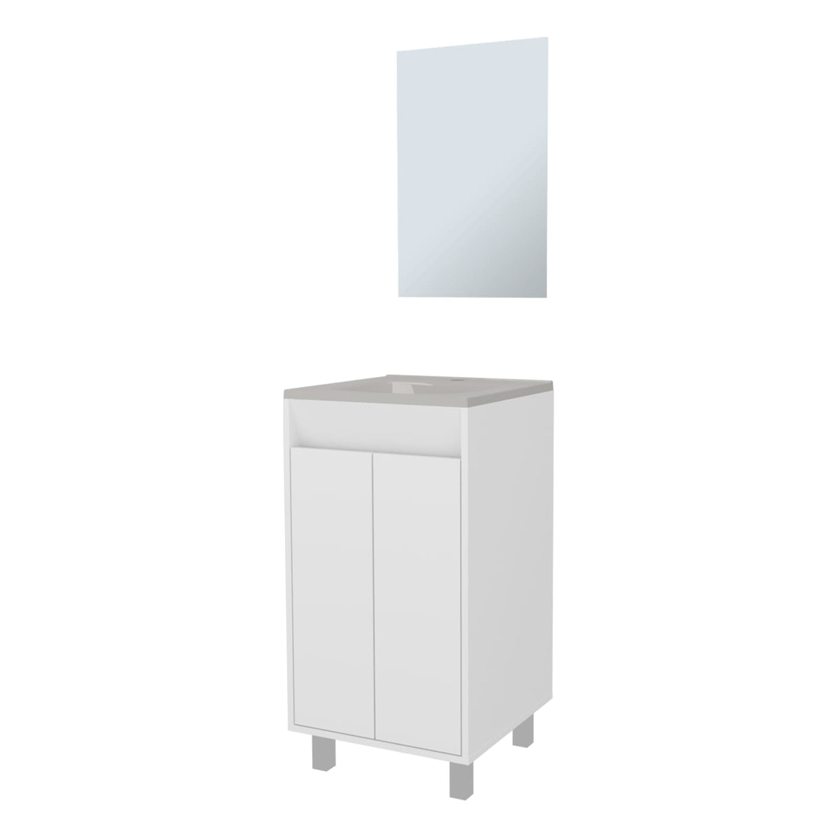 Modern White Wall Mounted Bathroom Cabinet with 2 Doors