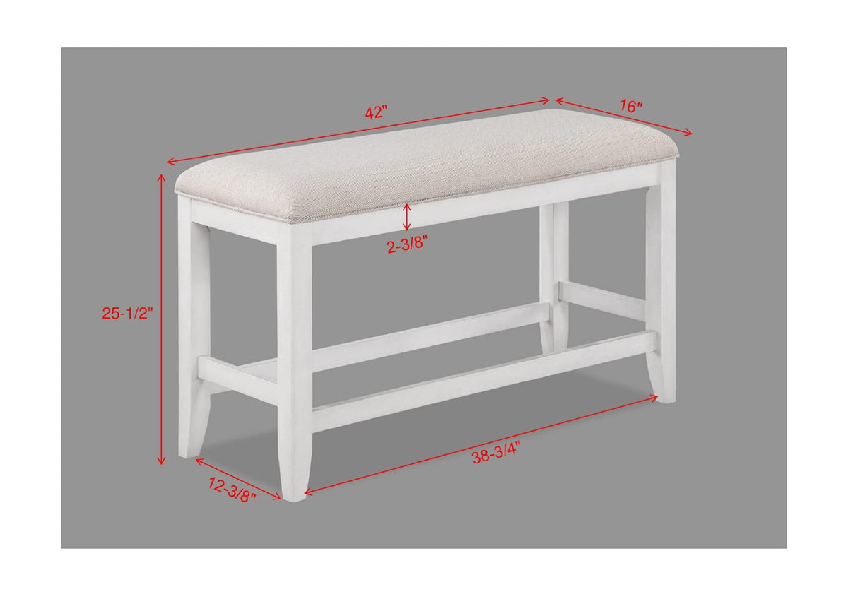 Transitional White Fabric Bench - Comfortable Guest Seating