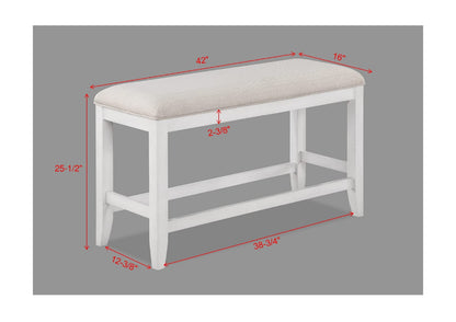 Transitional White Fabric Bench - Comfortable Guest Seating