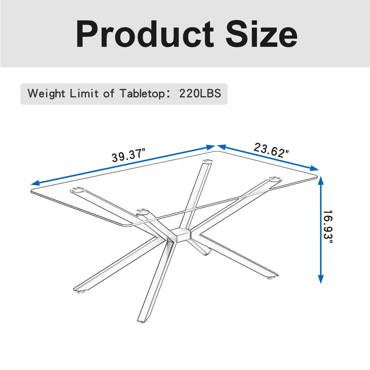 Modern Tempered Glass Coffee Table with Metal Legs for Living Room