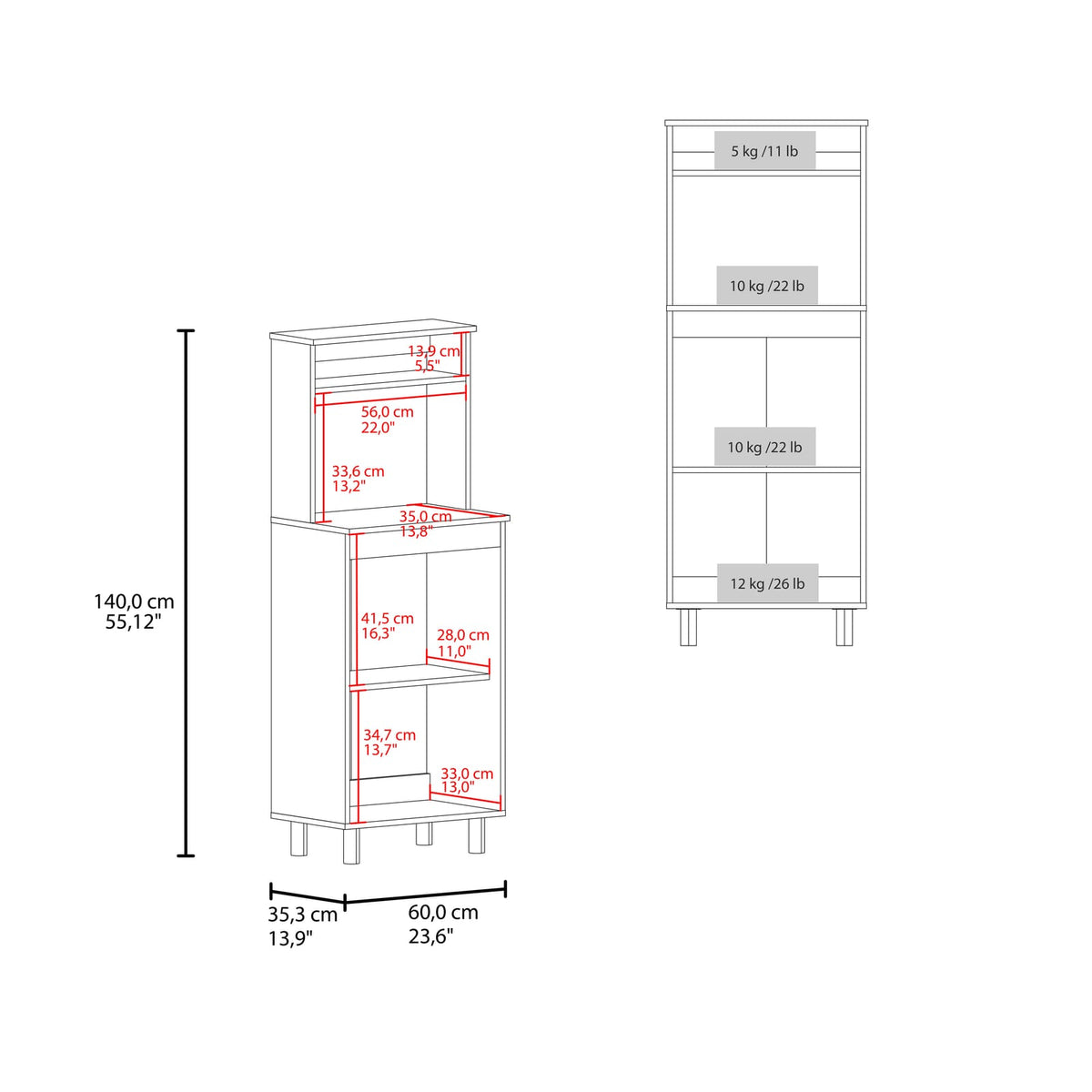 Enderlin Microwave Stand - White Kitchen Island Storage