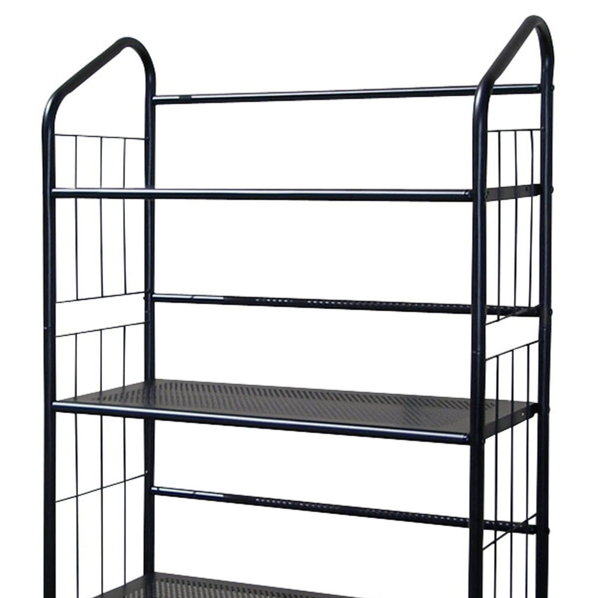 49" Black Wood Tall Bookshelf - 4 Tier Metal Shelving Unit for Living Room