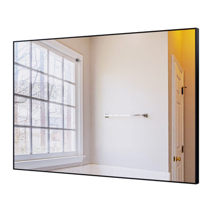 36x24 Inch Modern Black Bathroom Mirror - Glass & Aluminum Frame