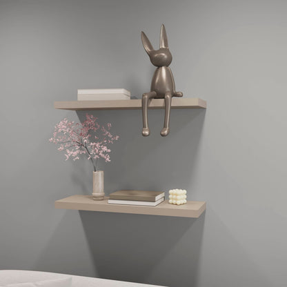 Iva Floating Shelf Taupe - 2 Shelves, Wall Mounted Display for Living Room