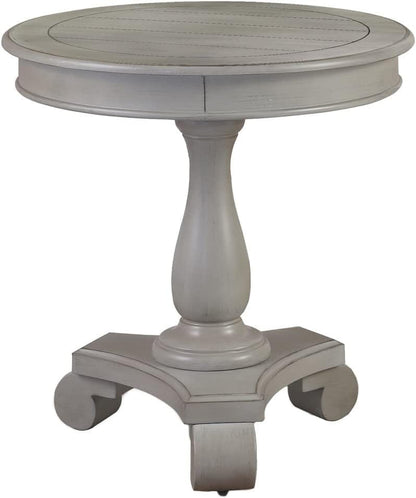 Transitional Gray Round End Table - Living Room Accent
