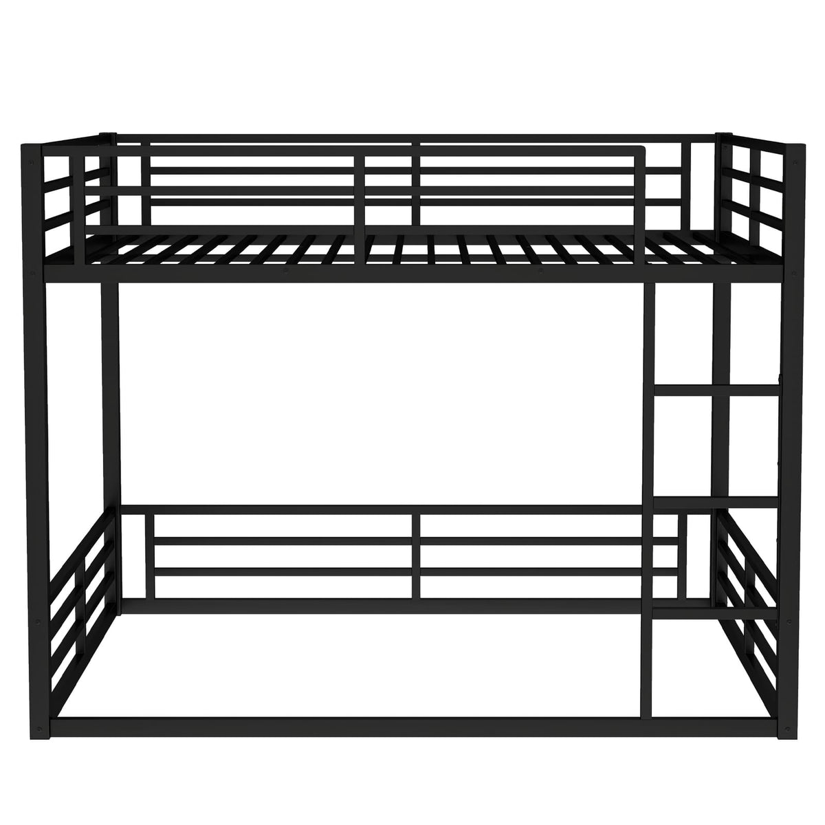 Queen Size Metal Bunk Bed - Black Frame for Bedroom