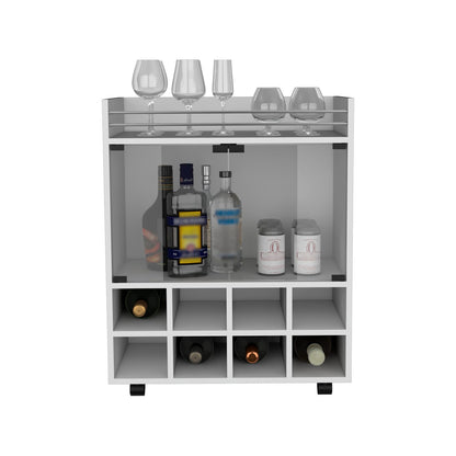 32" White Kitchen Cart with Wine Rack & Storage