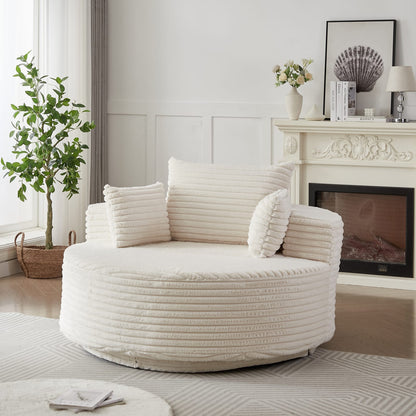 55"L Corduroy Foam Single Swivel Chair - Beige