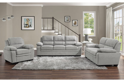 Modern Gray Sofa Set - 3 Piece Living Room Furniture