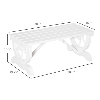White Wooden Wagon Bench - 2 Person Patio Seating