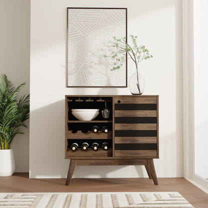 Rustic Acacia Wood Wine Rack for Kitchen Storage and Dining Room