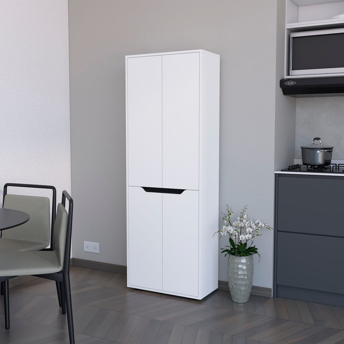 Multicolor Kitchen Pantry with 5 Shelves - Particle Board for Dining Room