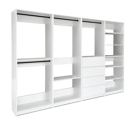 White Wood Walk-In Closet System - 5 Modular Units for Bedroom