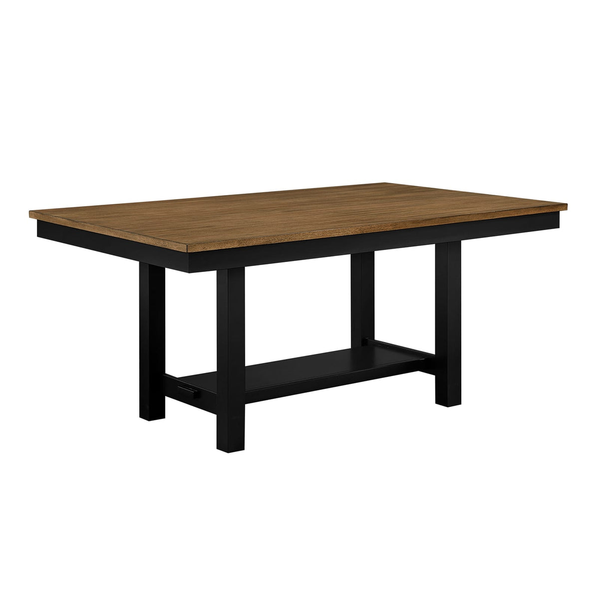 Modern Farmhouse Dining Set with Storage Shelf and 6 Chairs