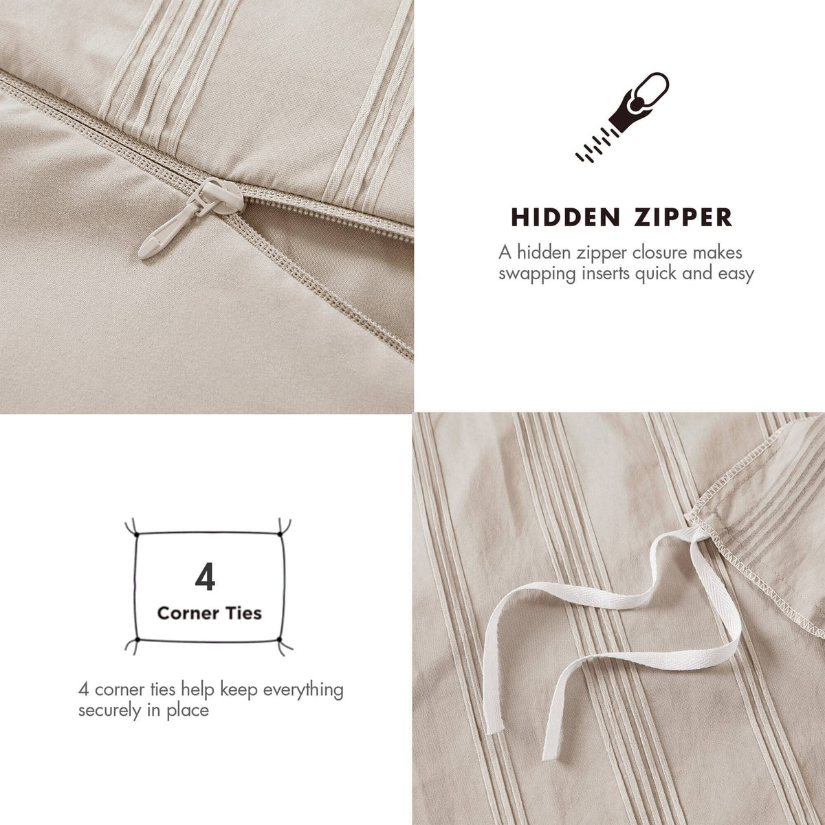 7-Piece Full Woven Striped Comforter Set - Neutral Bedding