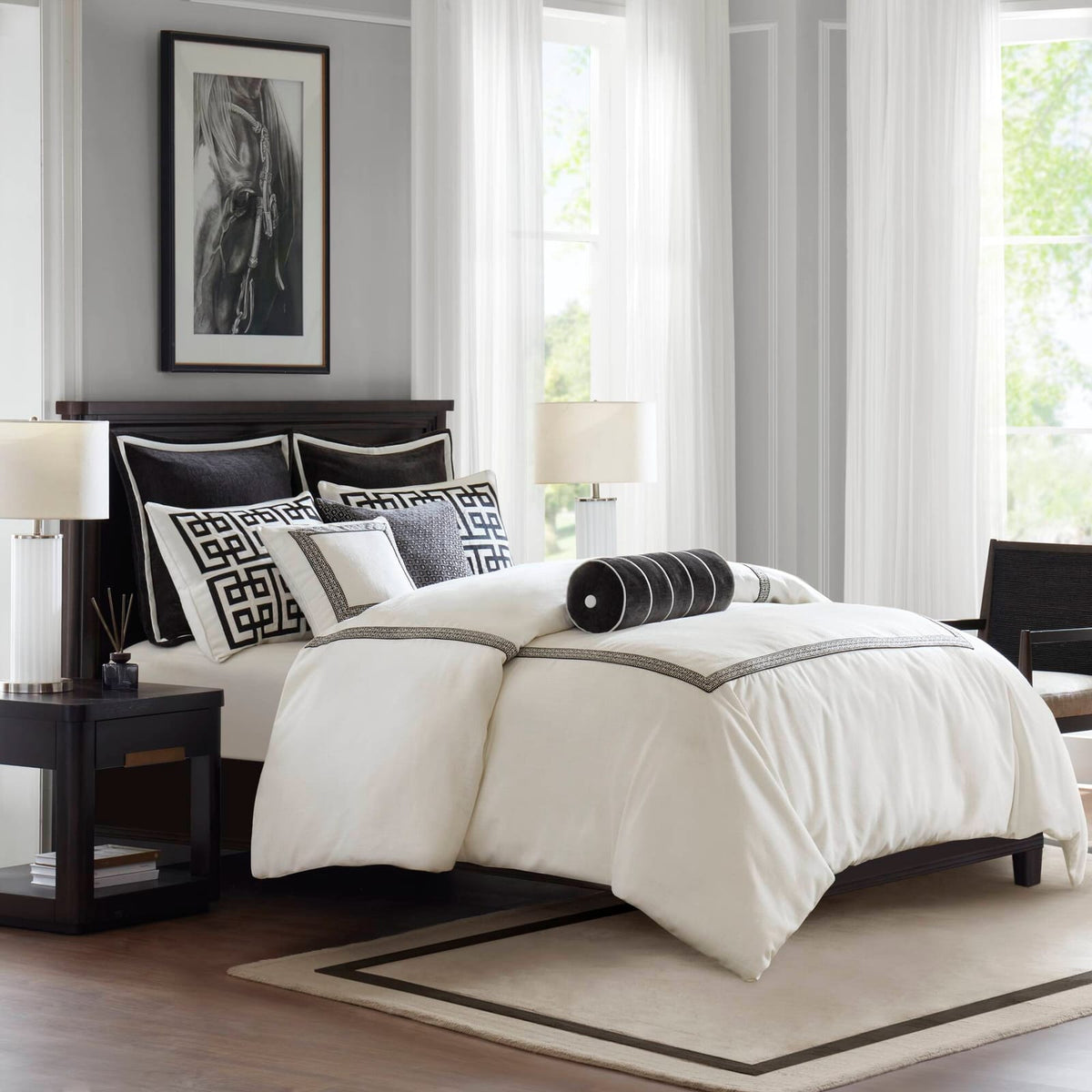 Queen Embroidery Comforter Set - Multicolor Polyester