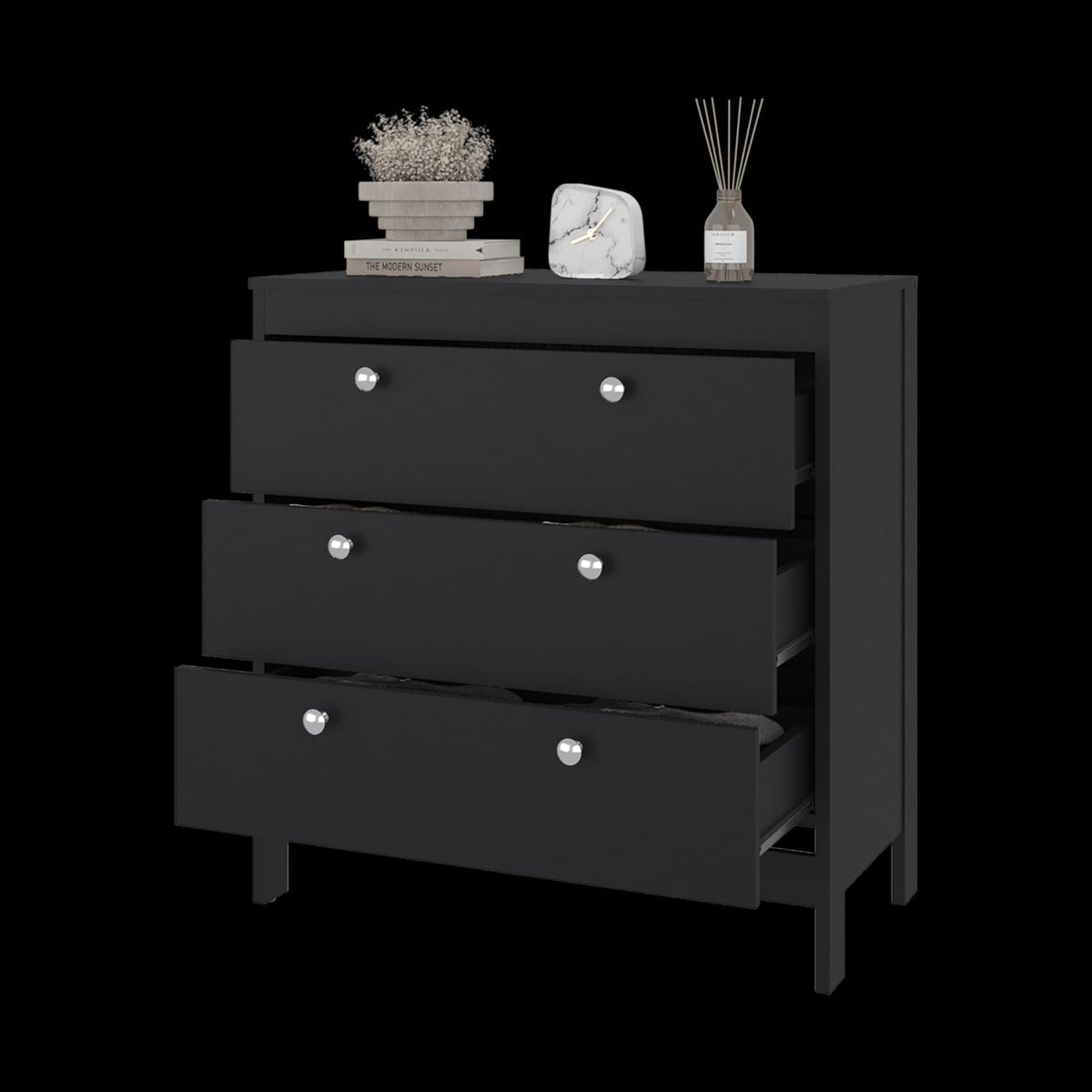 Wenge 3-Drawer Chest - Bedroom Storage