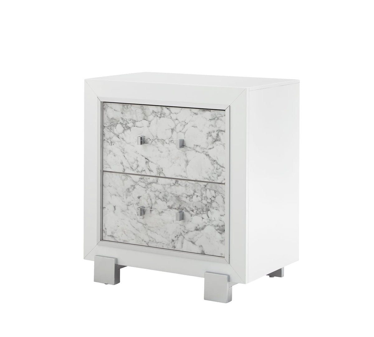SKYE Marble White Nightstand - Modern Bedroom Storage