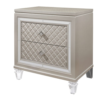 Champagne Solid Wood Nightstand with 2 Drawers
