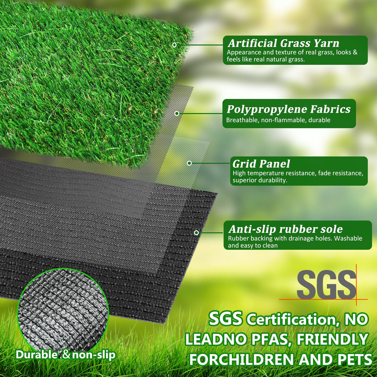 6.5FT x 33FT Outdoor Artificial Grass Runner - Thick Realistic Fake Turf for Patio